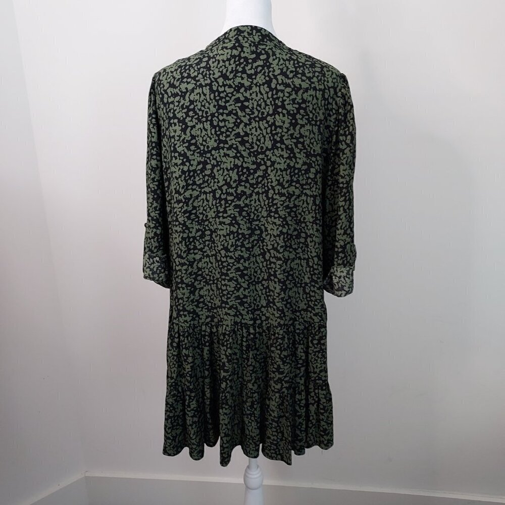 Zara Floral Print Tab Sleeves Mini Tiered Dress Size Medium - Picture 4 of 9